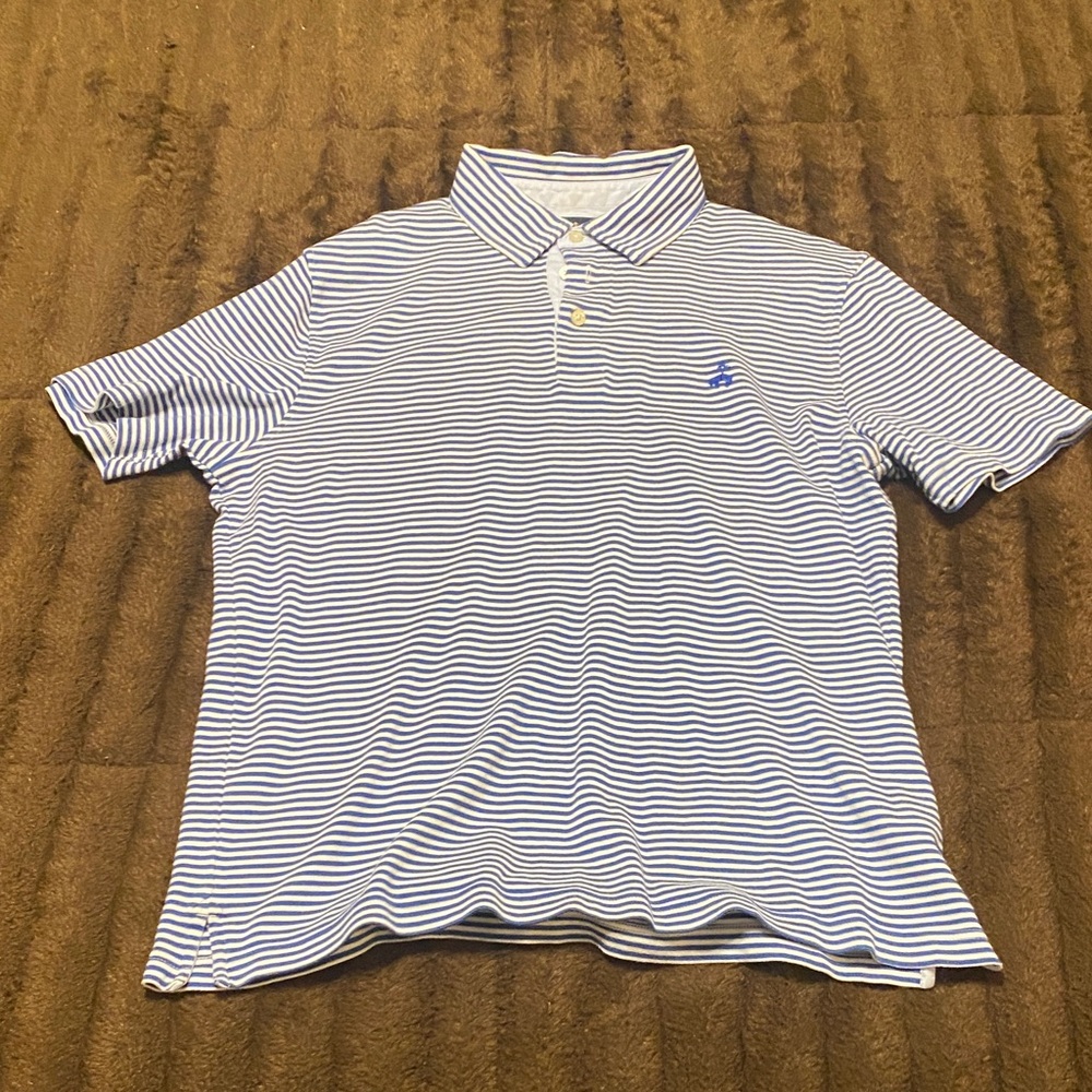 Brooks Brothers Navy and White Striped Polo